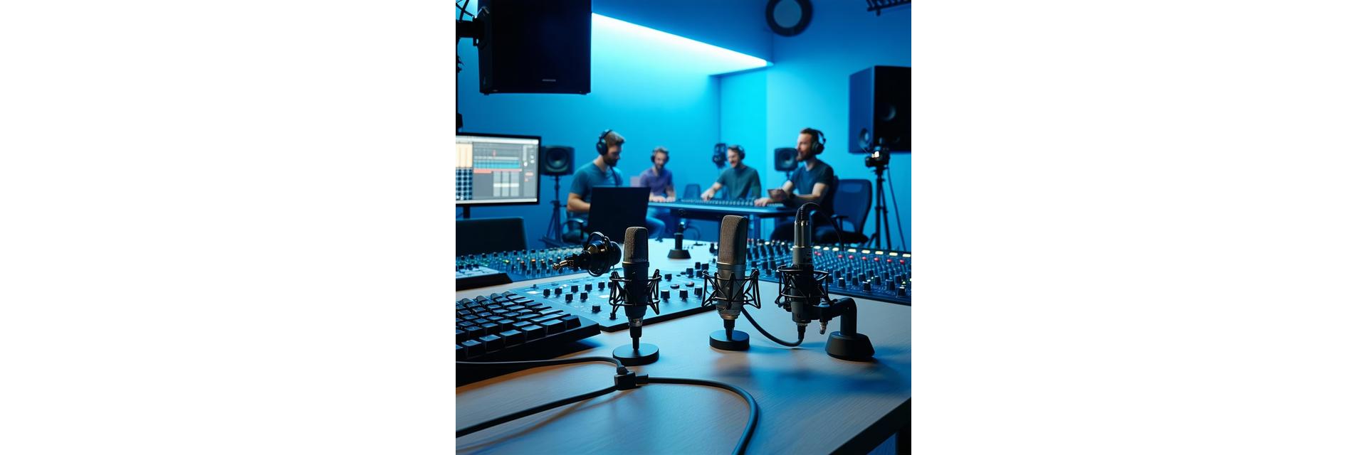 Lydstudio Oslo team i moderne studio under podkast-innspilling